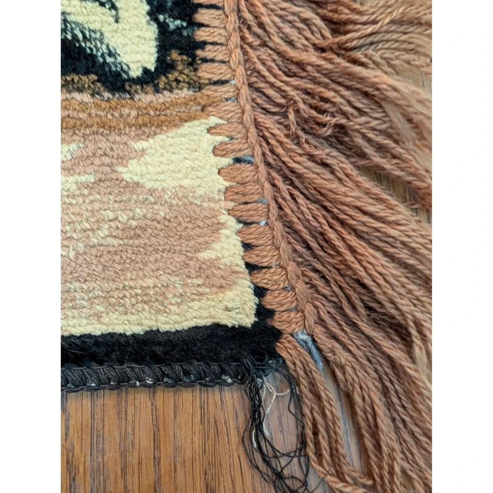 Vintage Last Supper Woven Tapestry Wall Hanging Fringe Religious‎ Decor Brown